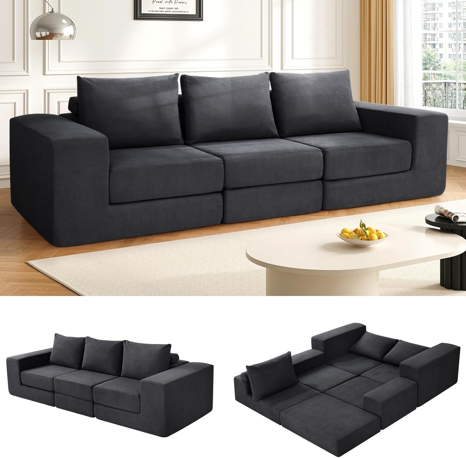 🎁Versatile Sleeper Sofa Bed Convertible Loveseat Sofa Couch Large Loveaseat 🎁