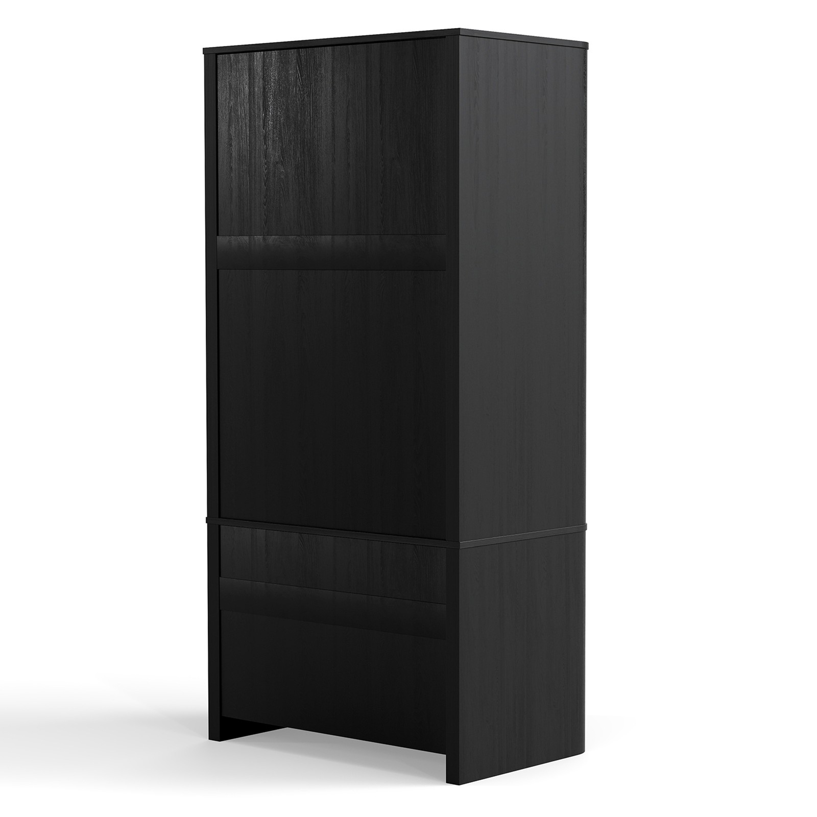 Wood Armoire Wardrobe Hanging Rod Closet Storage Cabinet Clothes Organizer