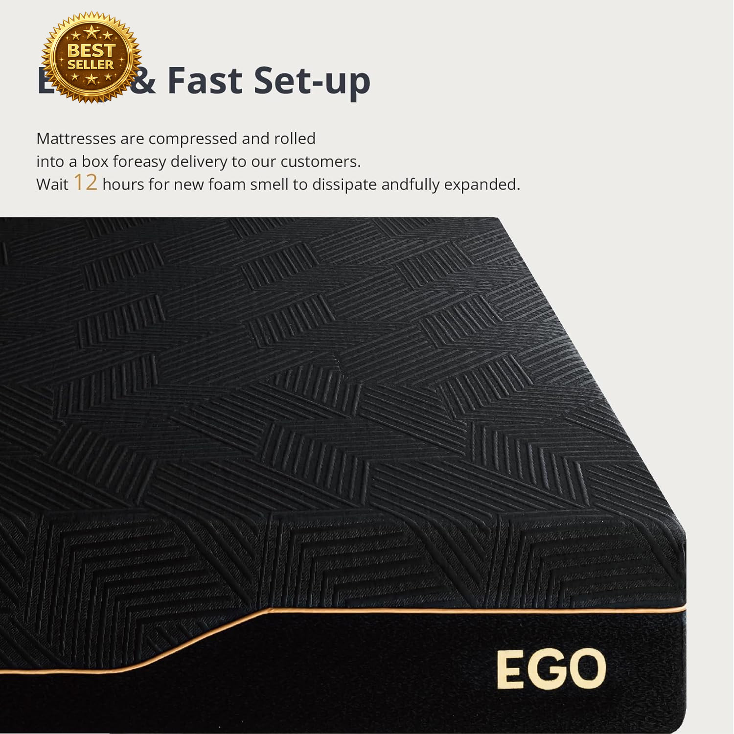 EGOHOME 14 Inch King Memory Foam Mattress Cooling Copper Gel Medium Firm 76×80