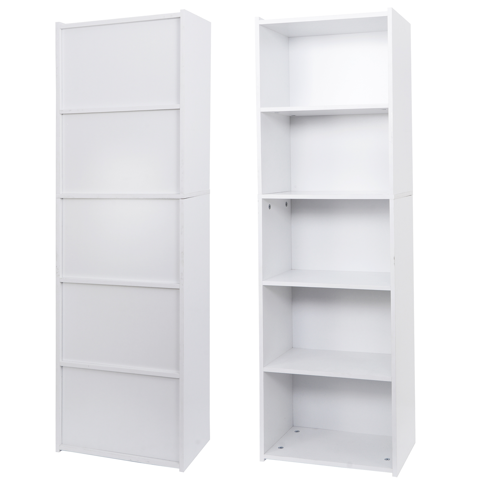 5-Tier Organizer MDF Bookshelf Open Shelf Bookcase Storage Shelf Home White
