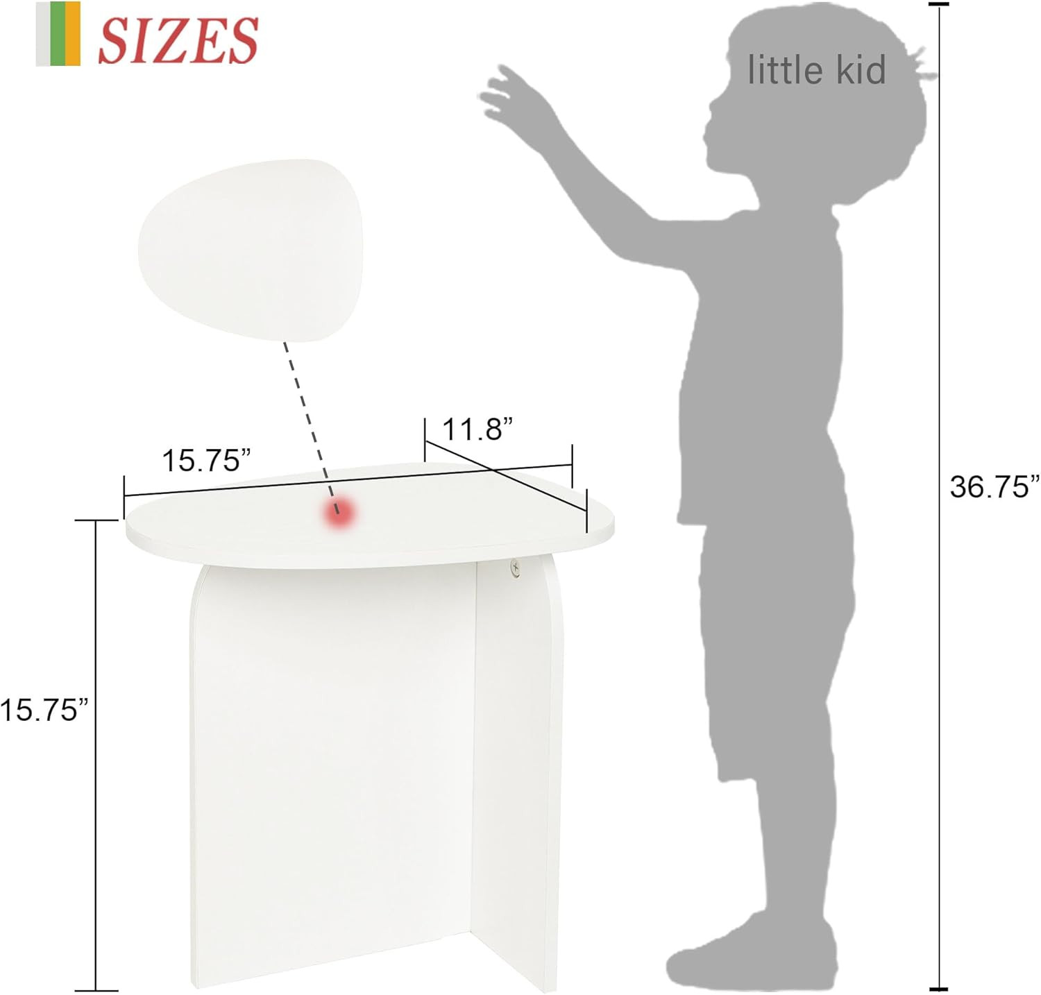 White Side Table, Small Triangle End Table Living Room, Modern Accent Table with