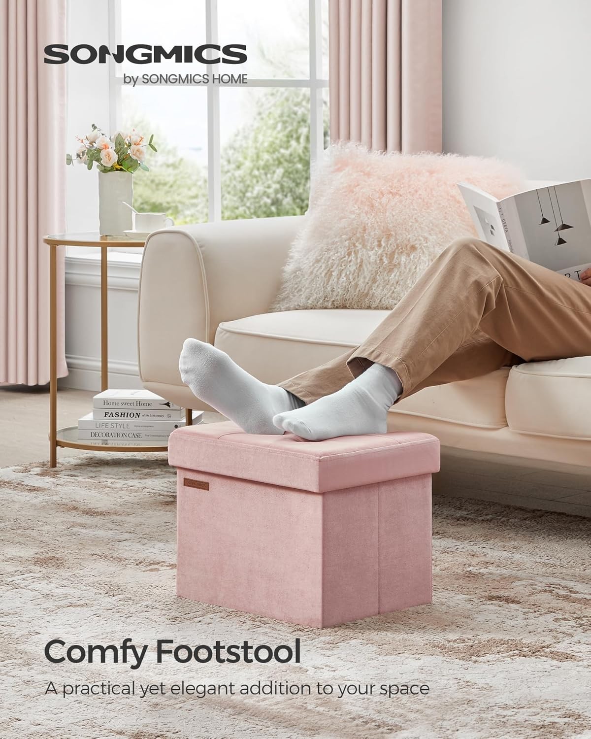 Storage Ottoman Foldable Small Ottoman Foot Rest 12.2 x 16.1 Inches Foot Stool