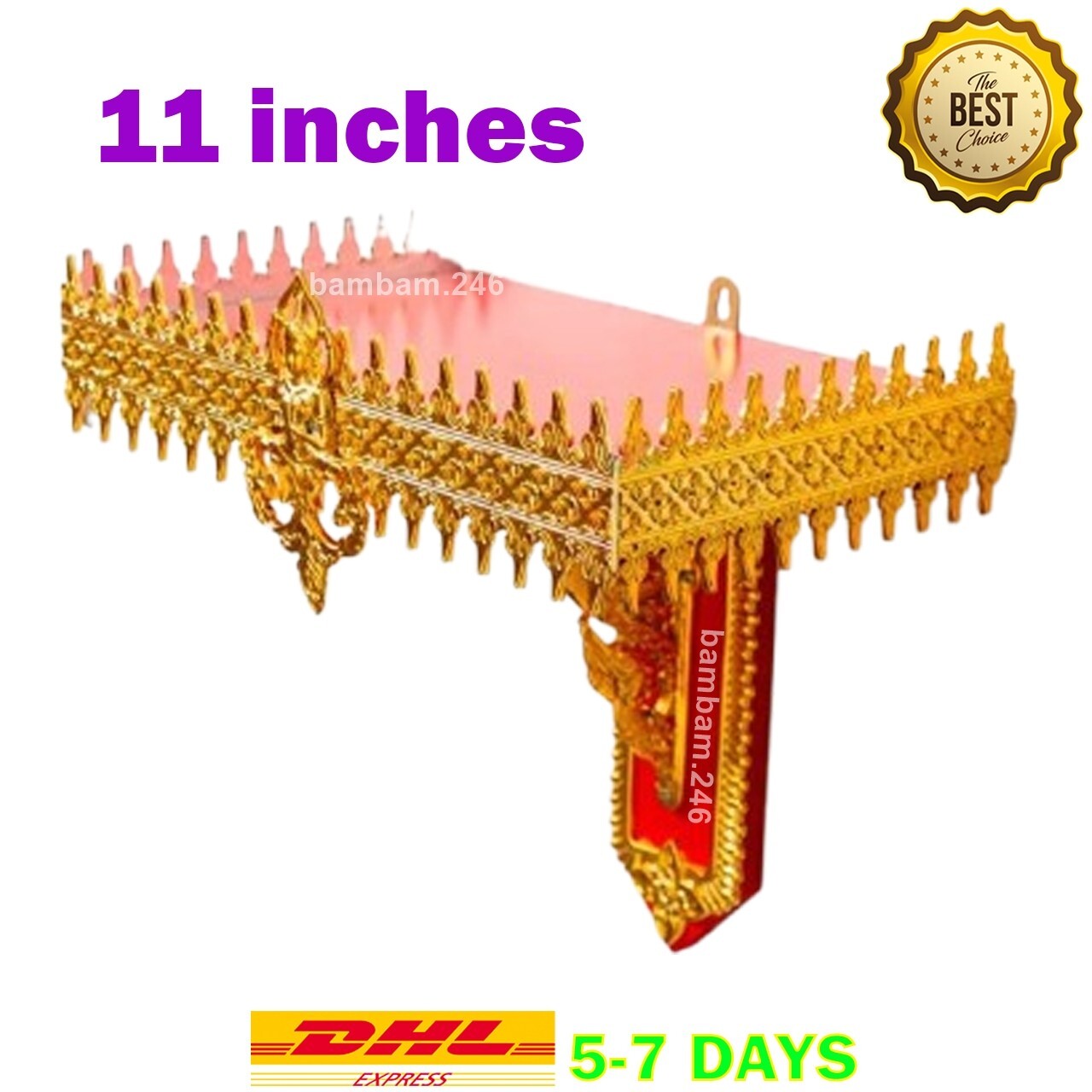 11″ Vintage Buddha Shelf Statue Stand Wall Rack Wooden Altar Shelf Stand Asian S