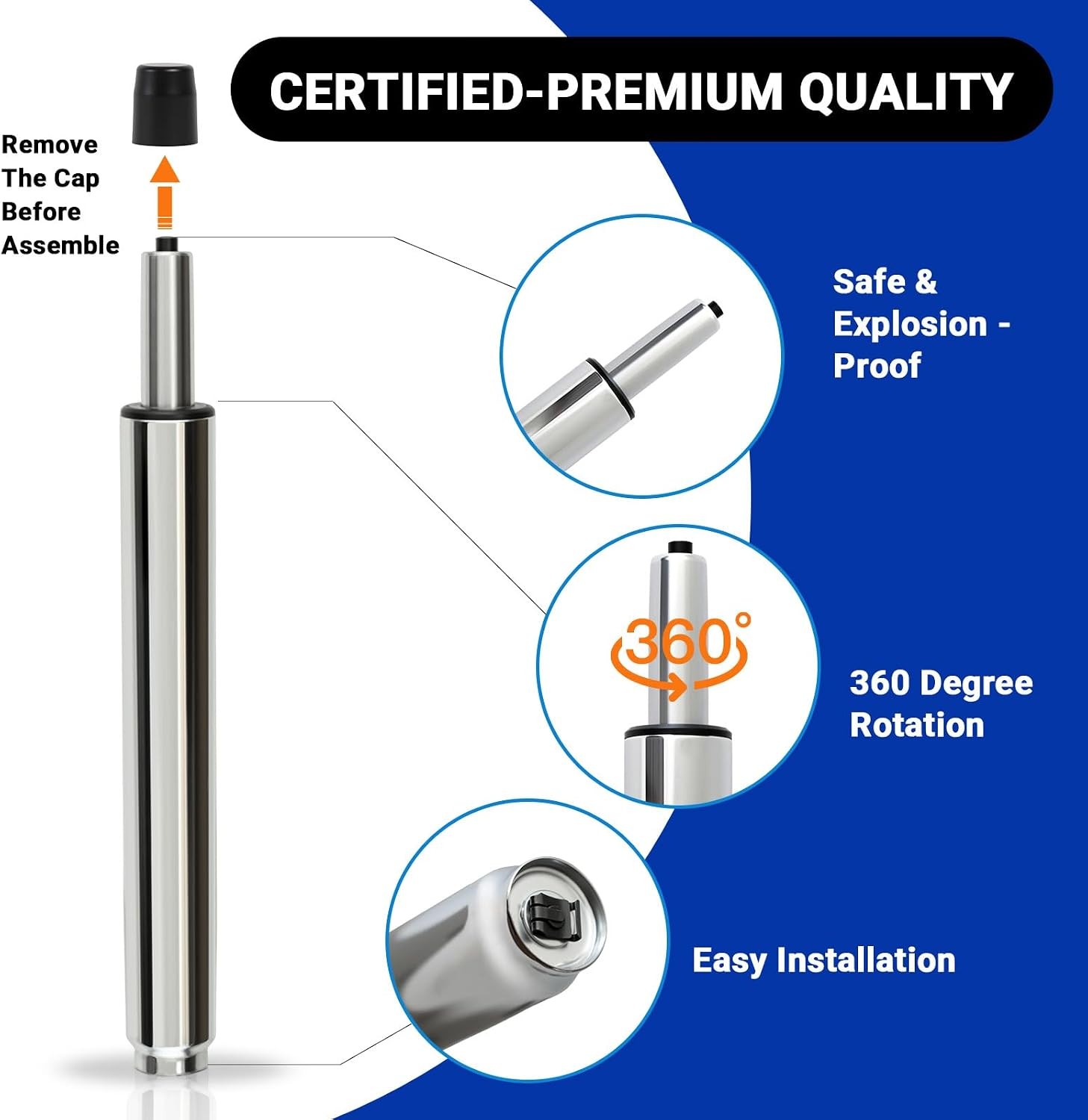 17 Inches-27 Inches Extra Long Gas Lift Cylinder Tube for Bar Stool – 10”