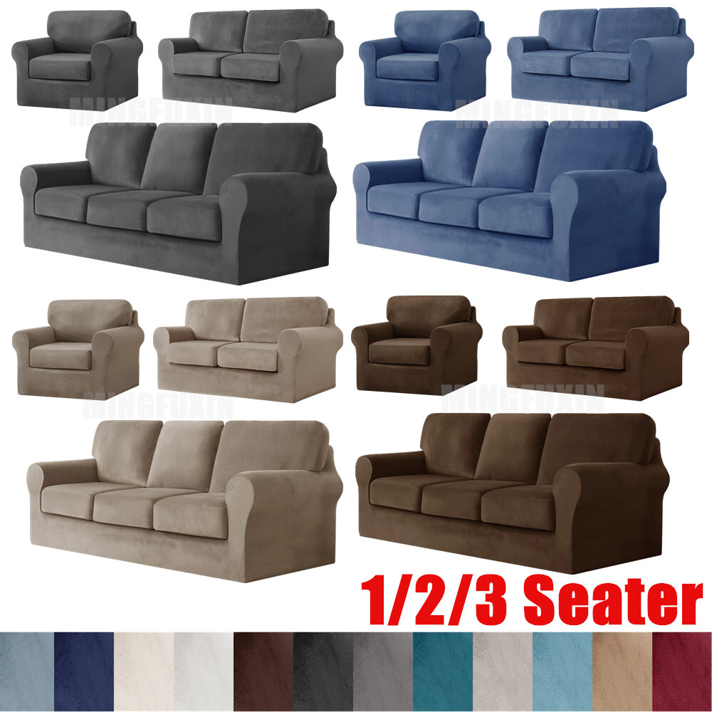 1 2 3 Seater Stretch Velvet Sofa Slipcover Armchair Loveseat Separate Sofa Cover