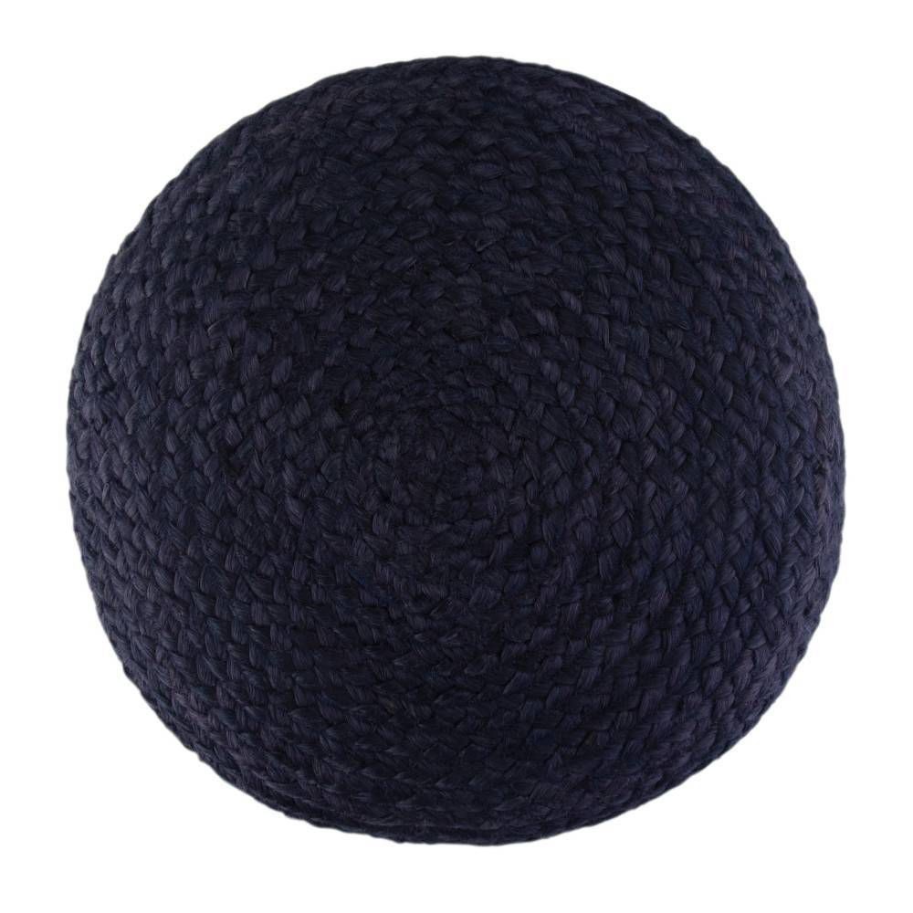 WyndenHall Maron Contemporary Round Pouf Navy/Natural: Bohemian Style,