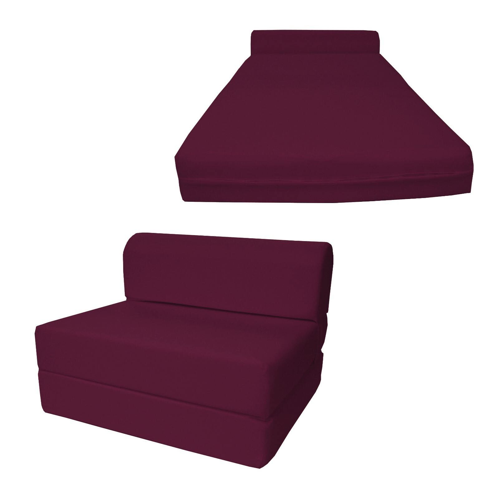 Twin Sleeper Chair Folding Foam Beds, Foldable Mattresses, 6Tx36Wx70L, Burgundy