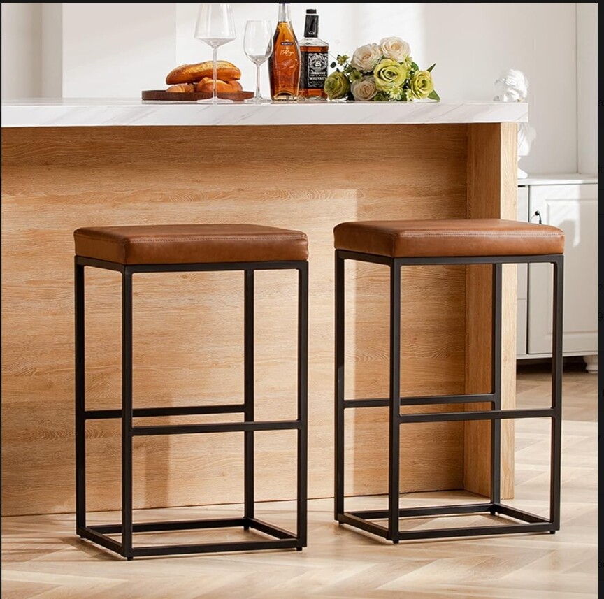 24”/30″ Bar Stool 2sets Backless Counter Height PU Leather Bar Chairs mul-color