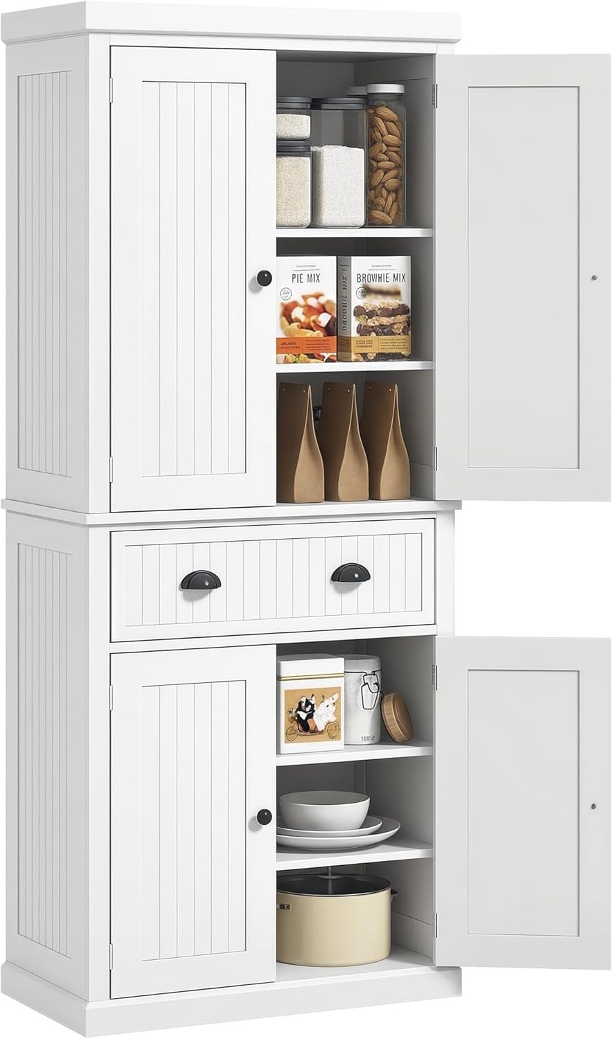 72″ Kitchen Pantry Cabinet,Freestanding Tall Storage Cabinet,Drawer and 3 Shelve