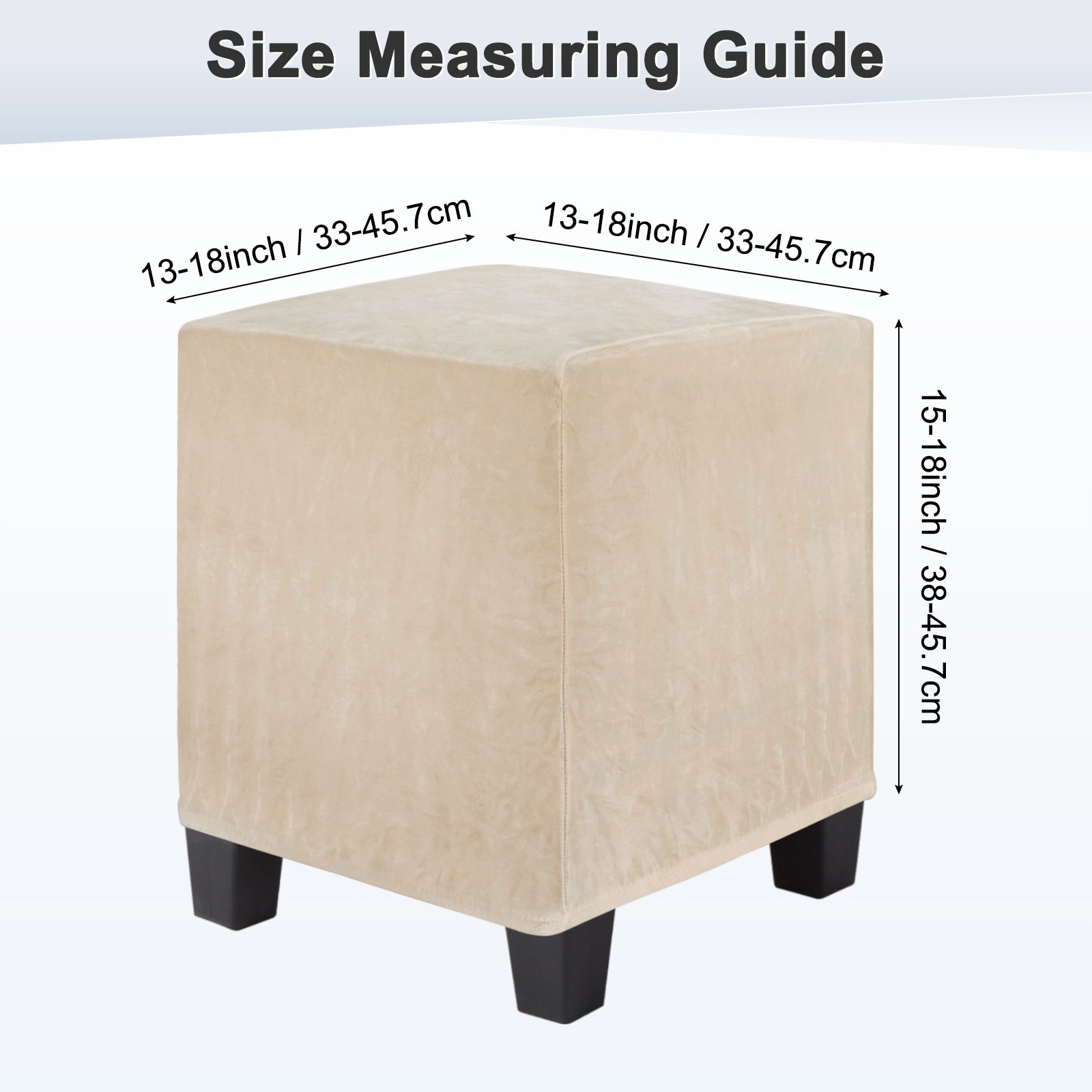 1-Pack 13″x13″x15″ Stretch Square Ottoman covers Footstool Protector Camel