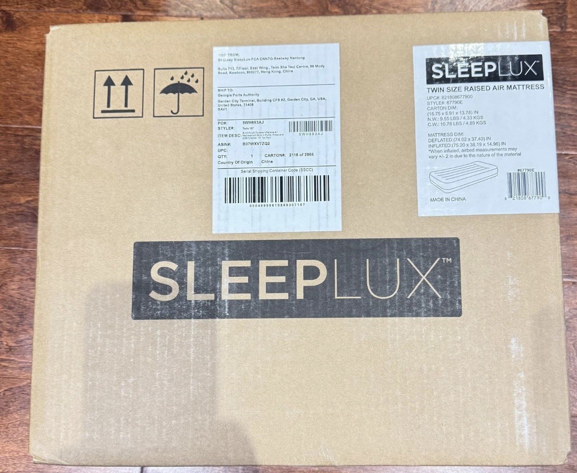 *NEW IN BOX* SLEEPLUX Air Mattress with Built In Pump & USB Charger, TWIN