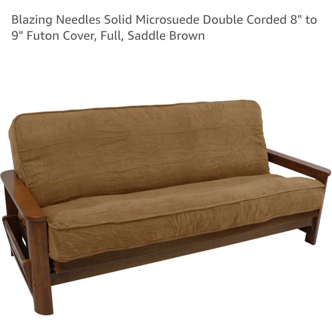 Blazing Needles Saddle Brown Microsuede Full Futon Cover Double Corded 8-9 inch