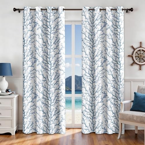 Nautical Coastal Curtains 52″W x 84″L (Pack of 2) Coastal-50% Blackout