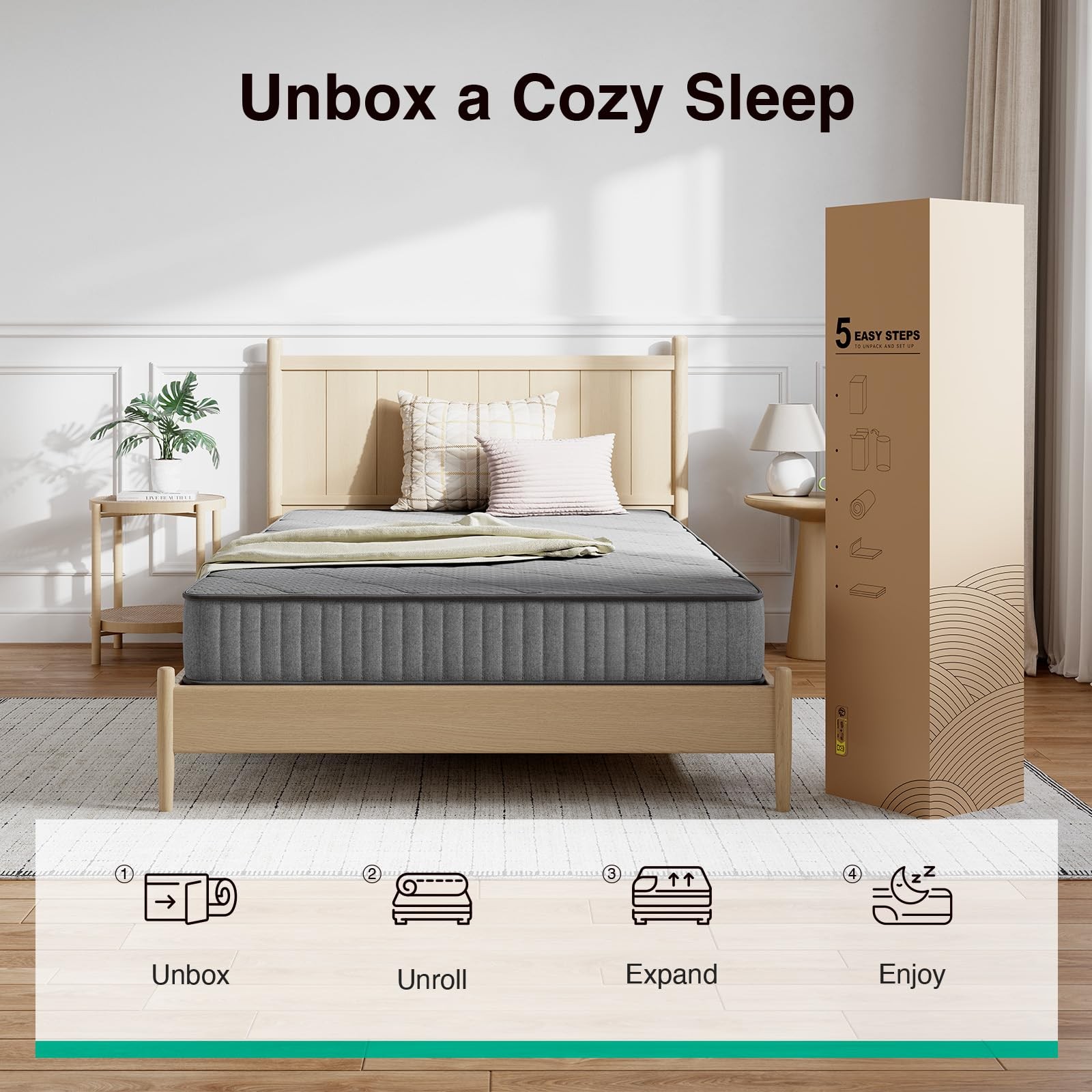 8 Inch Hybrid Mattress Twin Size, Twin Mattress in a Box with Individual Pock…