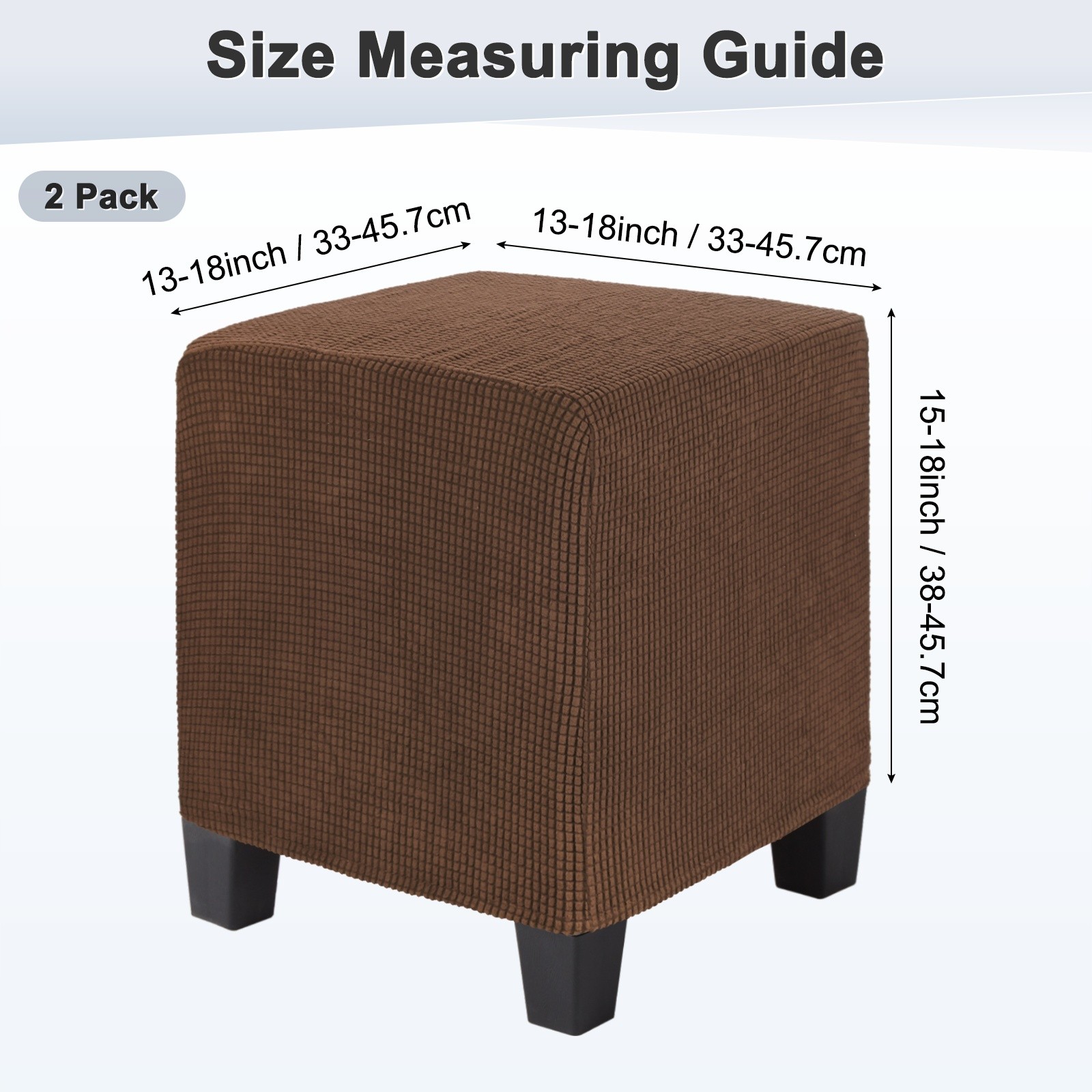 2-Pack 13″x13″x15″ Square Ottoman Slipcovers Footstool Protector Coffee