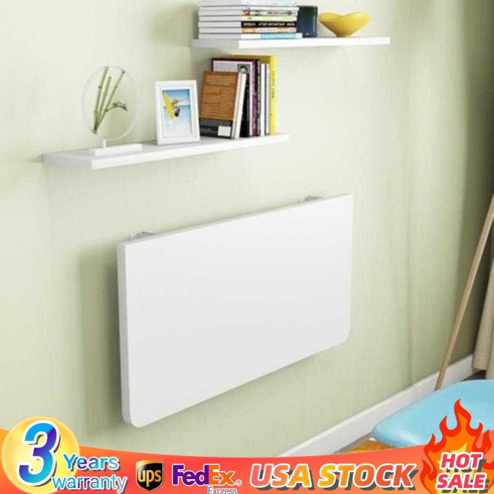 Folding Wall Table Fold Down Study Writing Desk Kitchen Floating Storage Shelf.