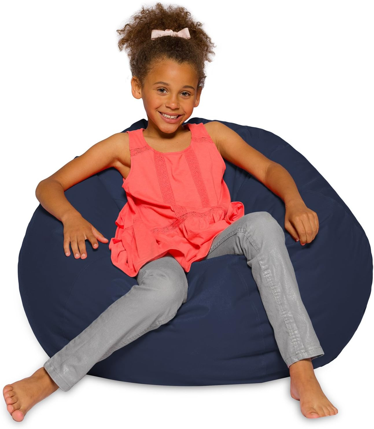 Navy Blue Big Comfy Bean Bag Chair for Kids, Teens & Adults – Removable Cover
