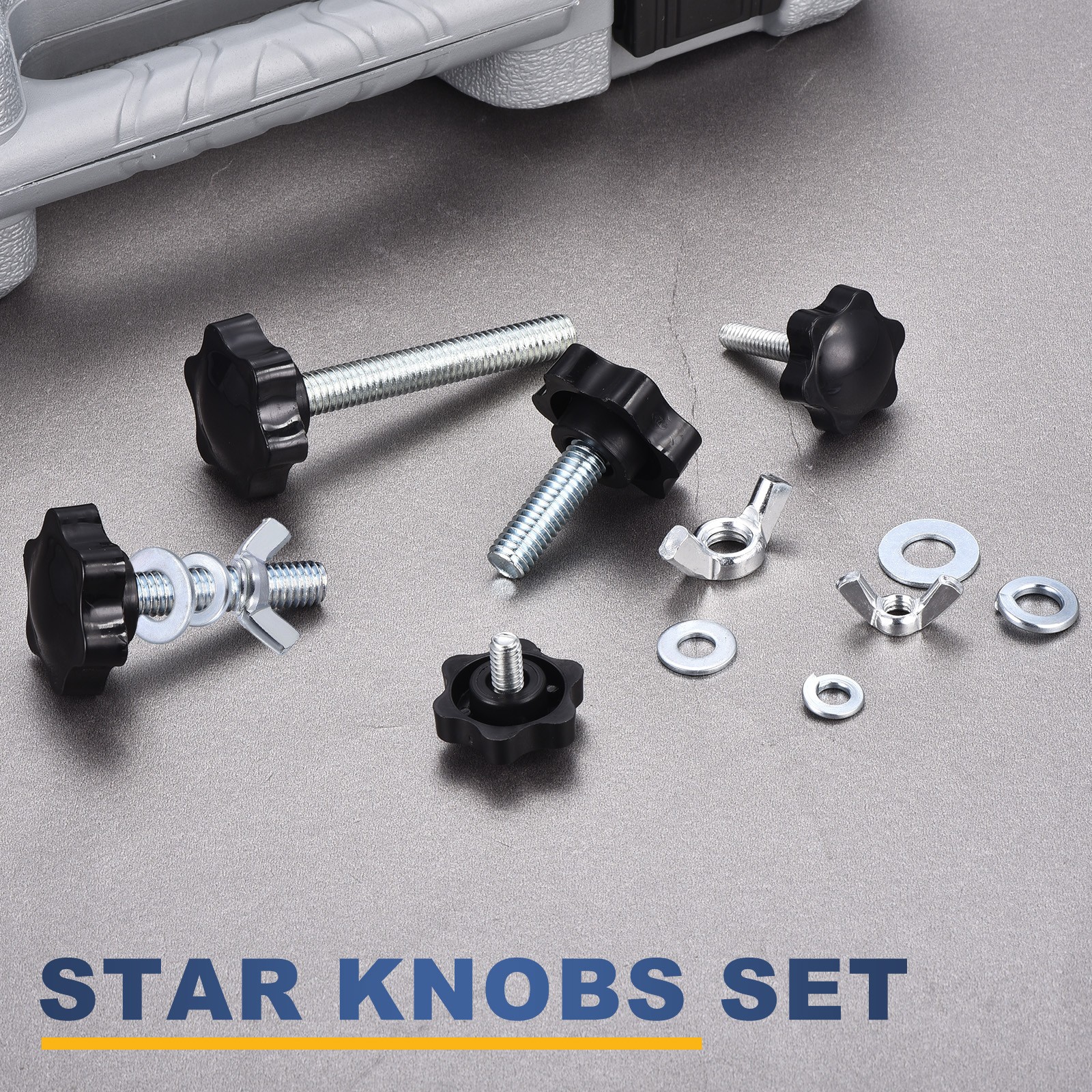 10Pcs 1/4″-20 Star Knobs 1.3″ Head 1.2″ Stud Thread Knob W/ T-Nuts & Washers Kit