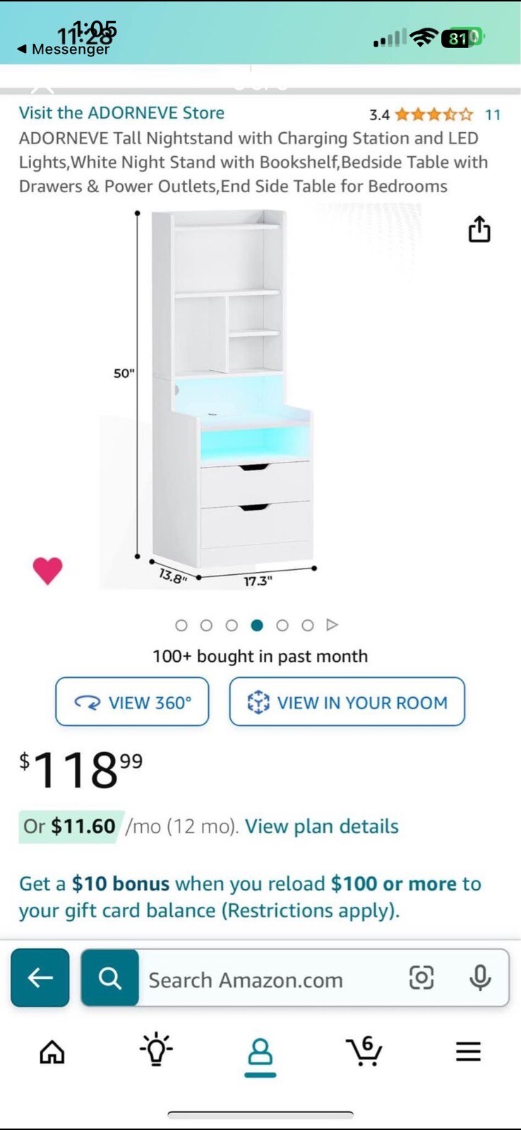 Led Nightstand With Cabinet And Changing Station New In Box