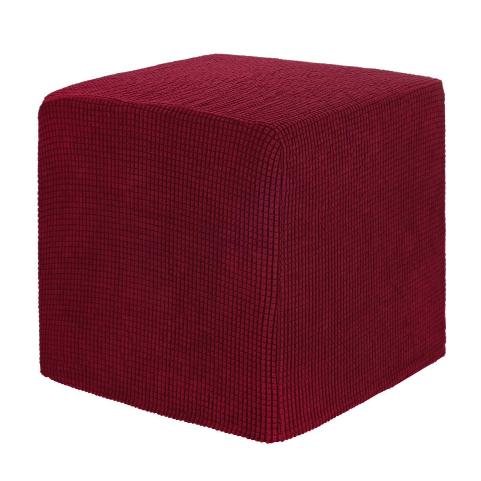 1-Pack 13″x13″x15″ Stretch Square Ottoman Slipcovers Footstool Protector Wine