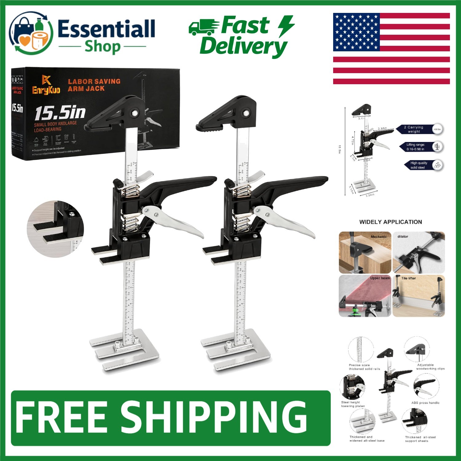 Labor Saving Arm Jack 2 Pack – 15.5 Inch Heavy-Duty Furniture Lifter Tool