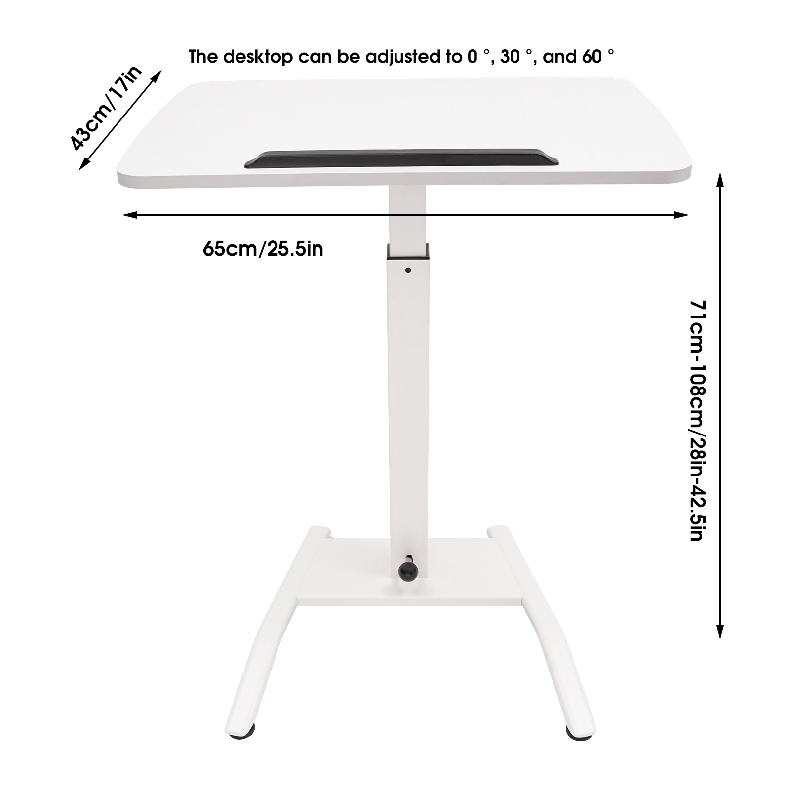 Adjustable Rolling Desk – Height & Angle Adjustable for Comfortable Work