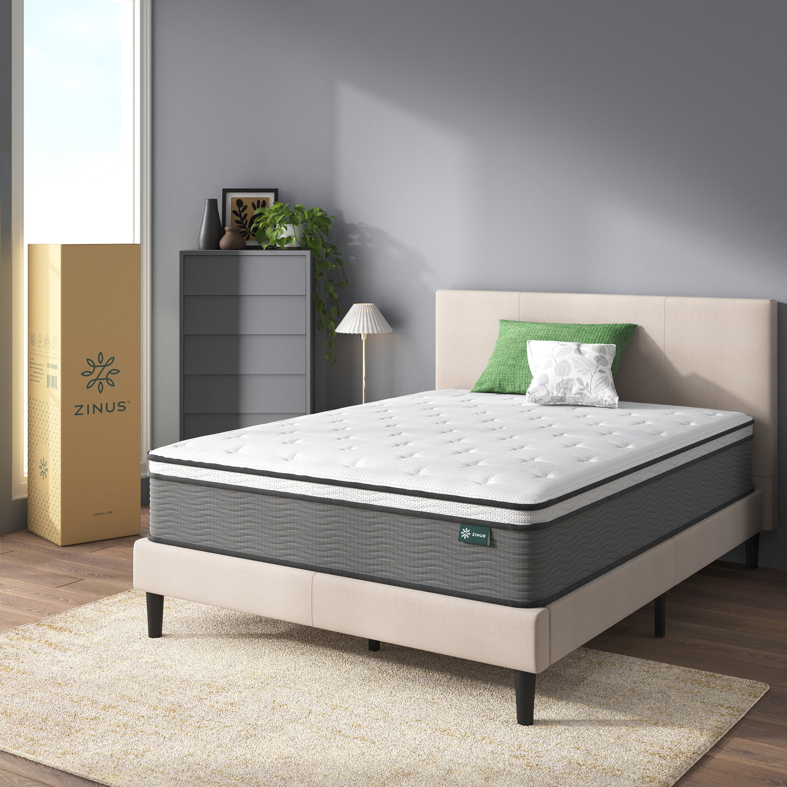 Zinus Pressure Relief Extra Firm Hybrid Mattress Comfort Foam and Pocket Spring