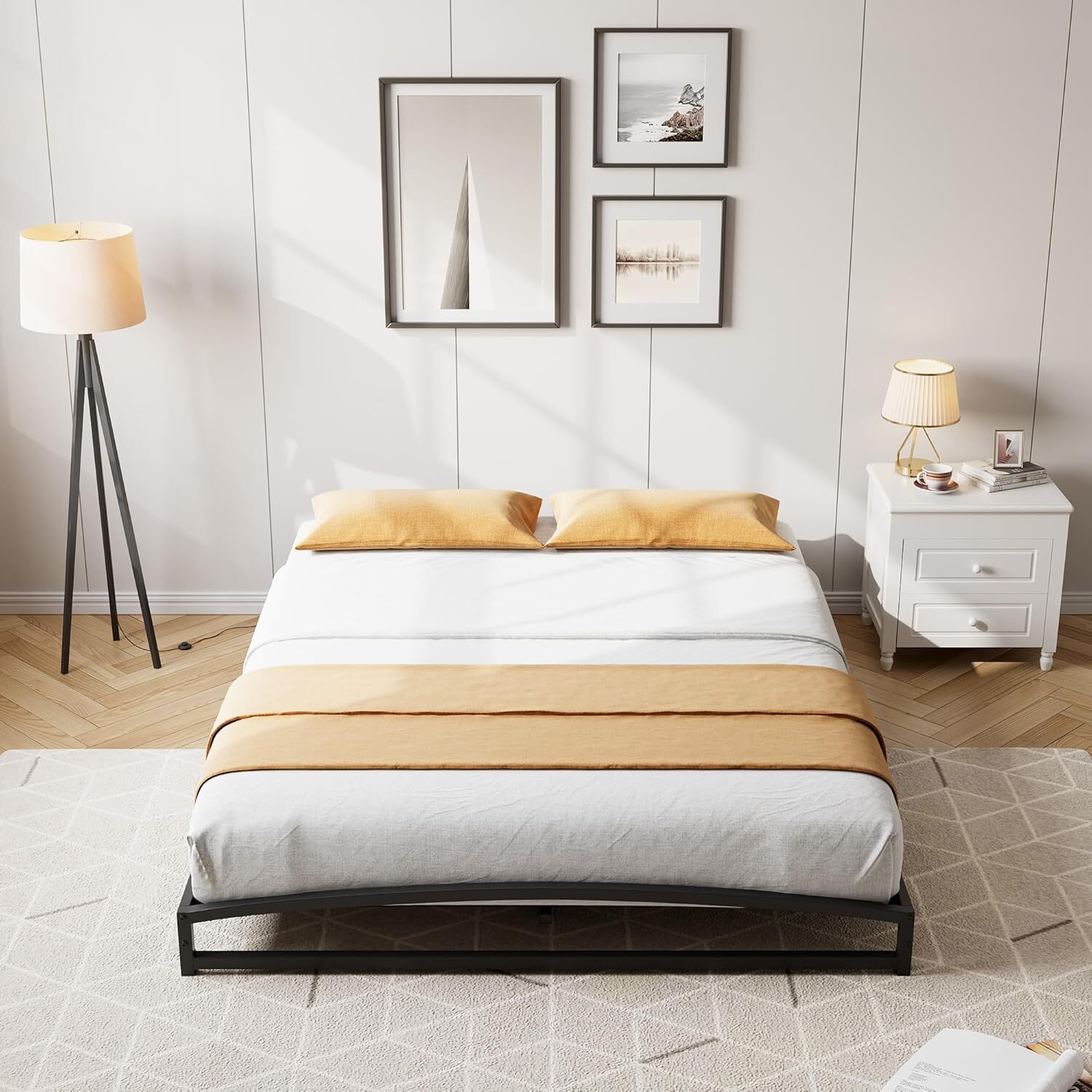 King/Queen/Full/Twin Metal Platform Bed Frame, Heavy Duty Low Profile Bed Frame