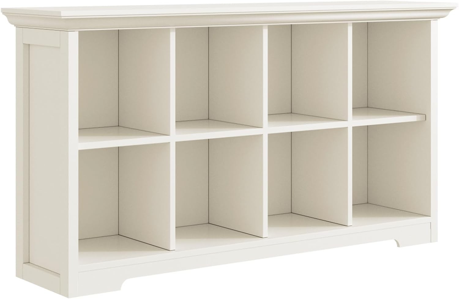 8-Cube Open Bookcase w/ Base,2-Tier Low Cabinet Fits 11×11″ Bins,for Living Room