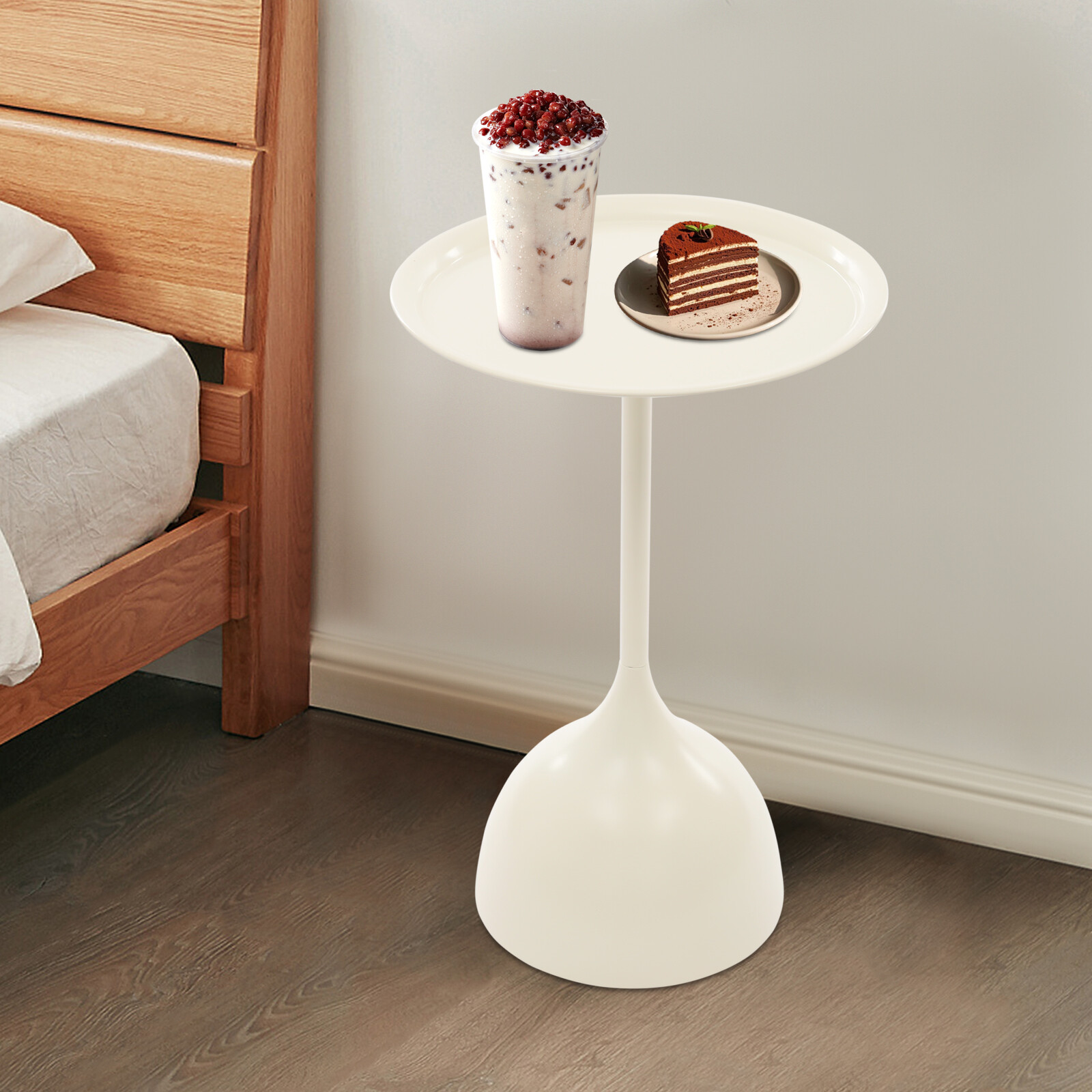 23.62in Height White Modern Side Table Round Side Table Round Bedside Table