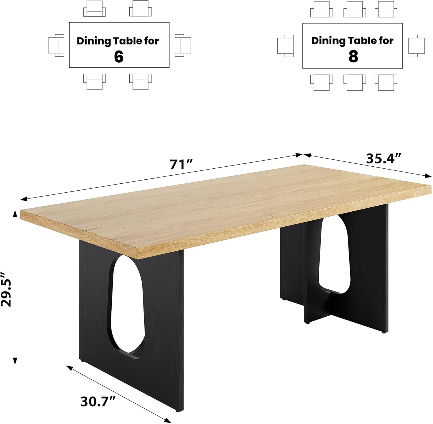 Modern 71″ Dining Table for 6-10 – Sturdy, Stylish Kitchen & Conference Table