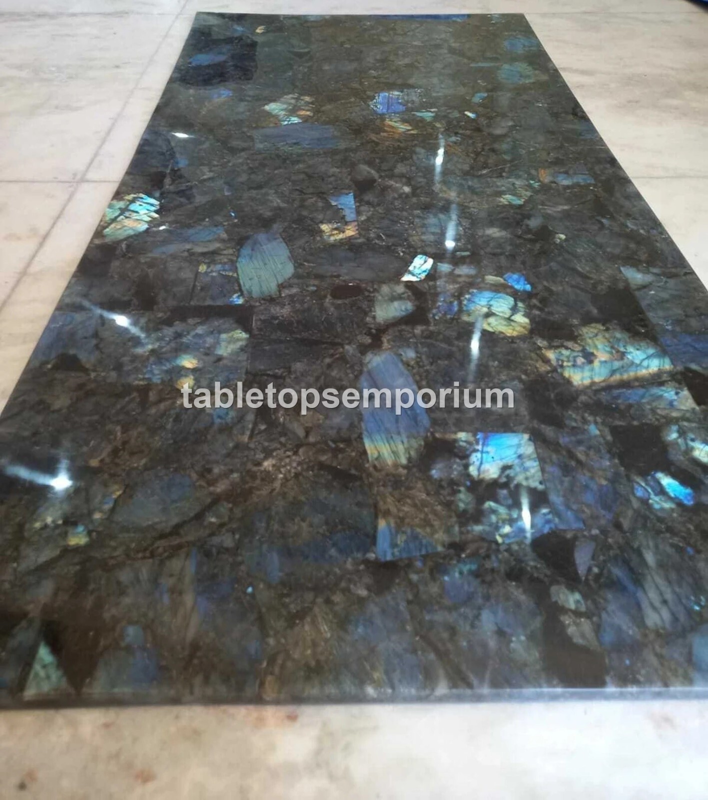 Labradorite Stone Dining Table Top Handmade Arts Kitchen Slab Furniture Decors