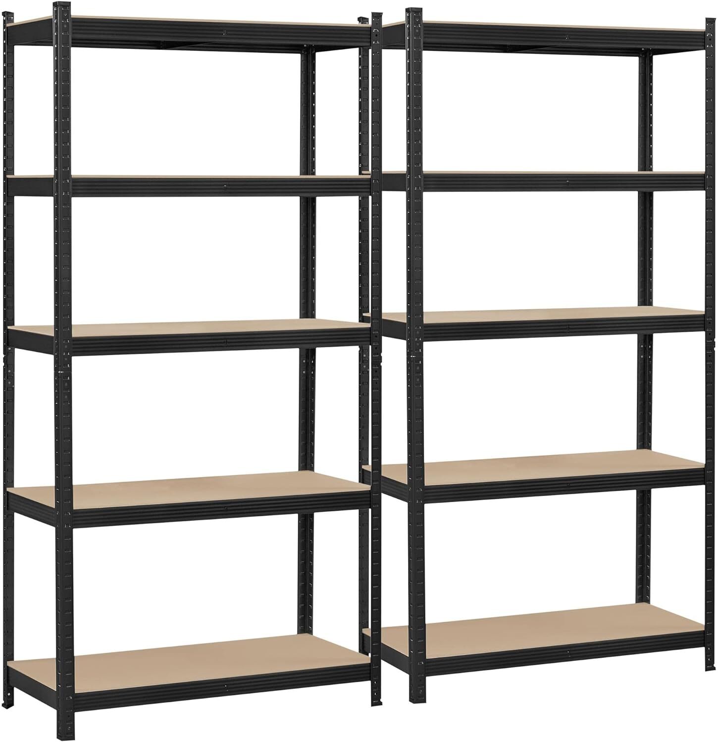 2pcs Set 5 Shelf Metal Muscle Rack Garage Shelving Storage 12″W x 30″L x 60″H