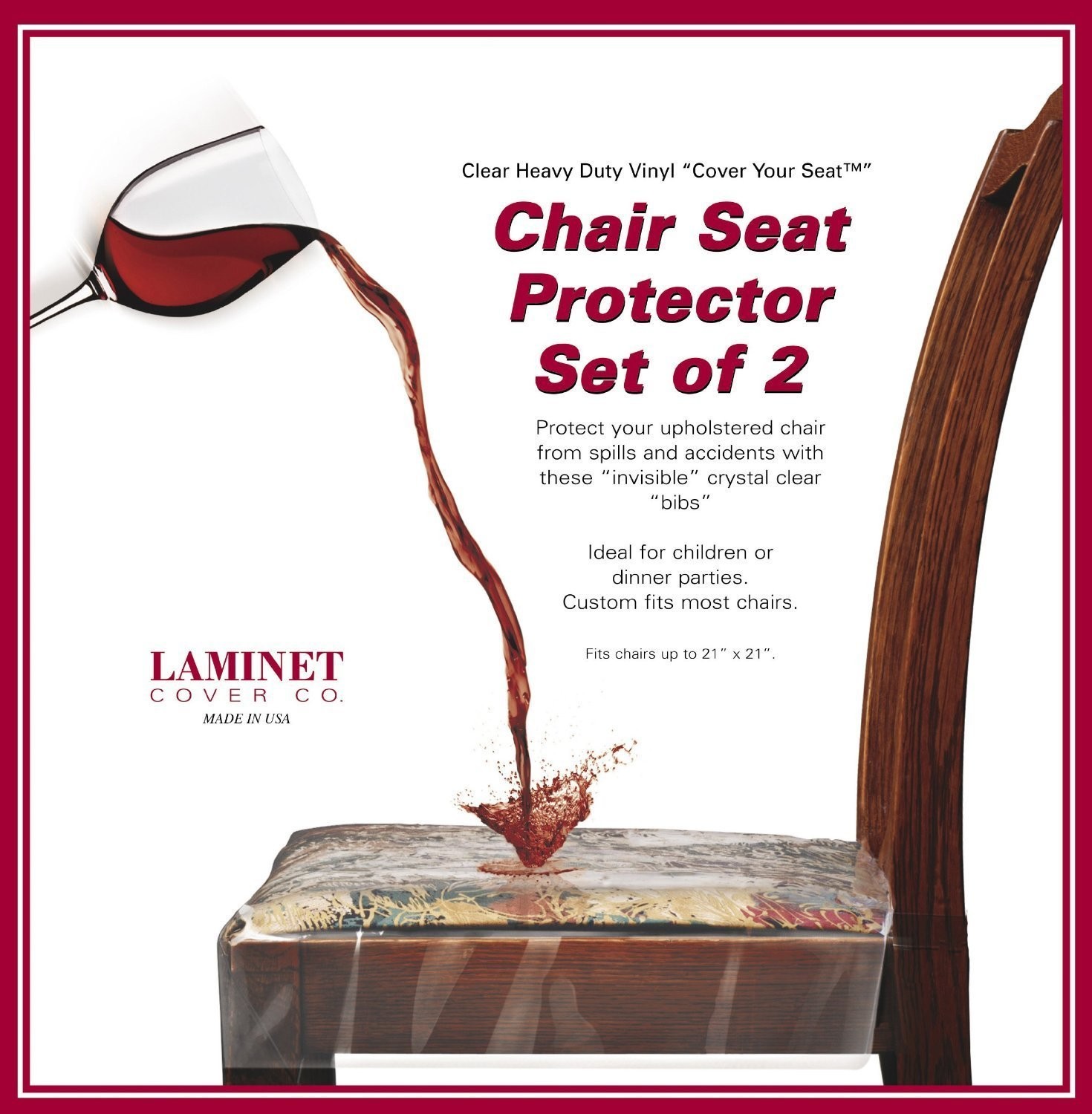 Vinyl Chair Protectors, Clear, 26X253/4-Inch, Fits Chairs up to 21×21-Inch, S…