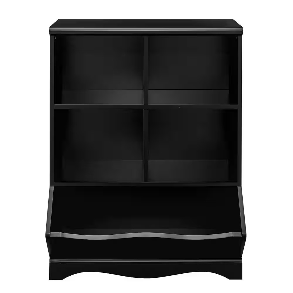 35 In. Black Multi-Cubby Storage Cabinet