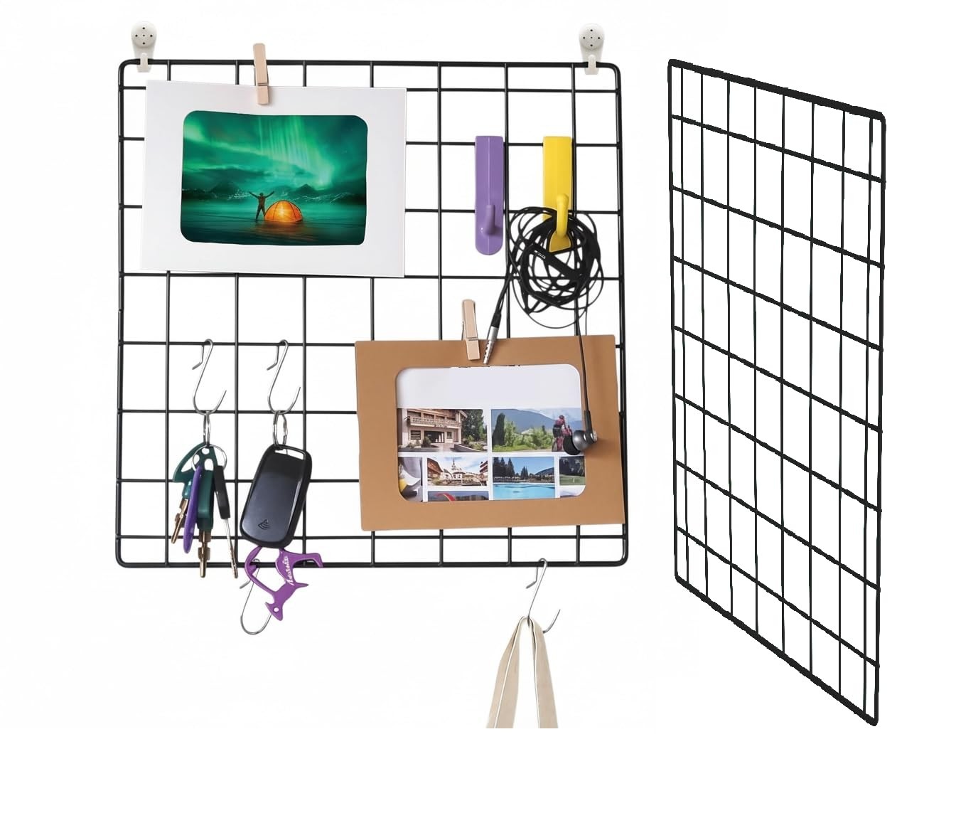 2 PCS Heavy-Duty Grid Wall Panels 12×12 Inch Reinforced Wire Mesh Organizer