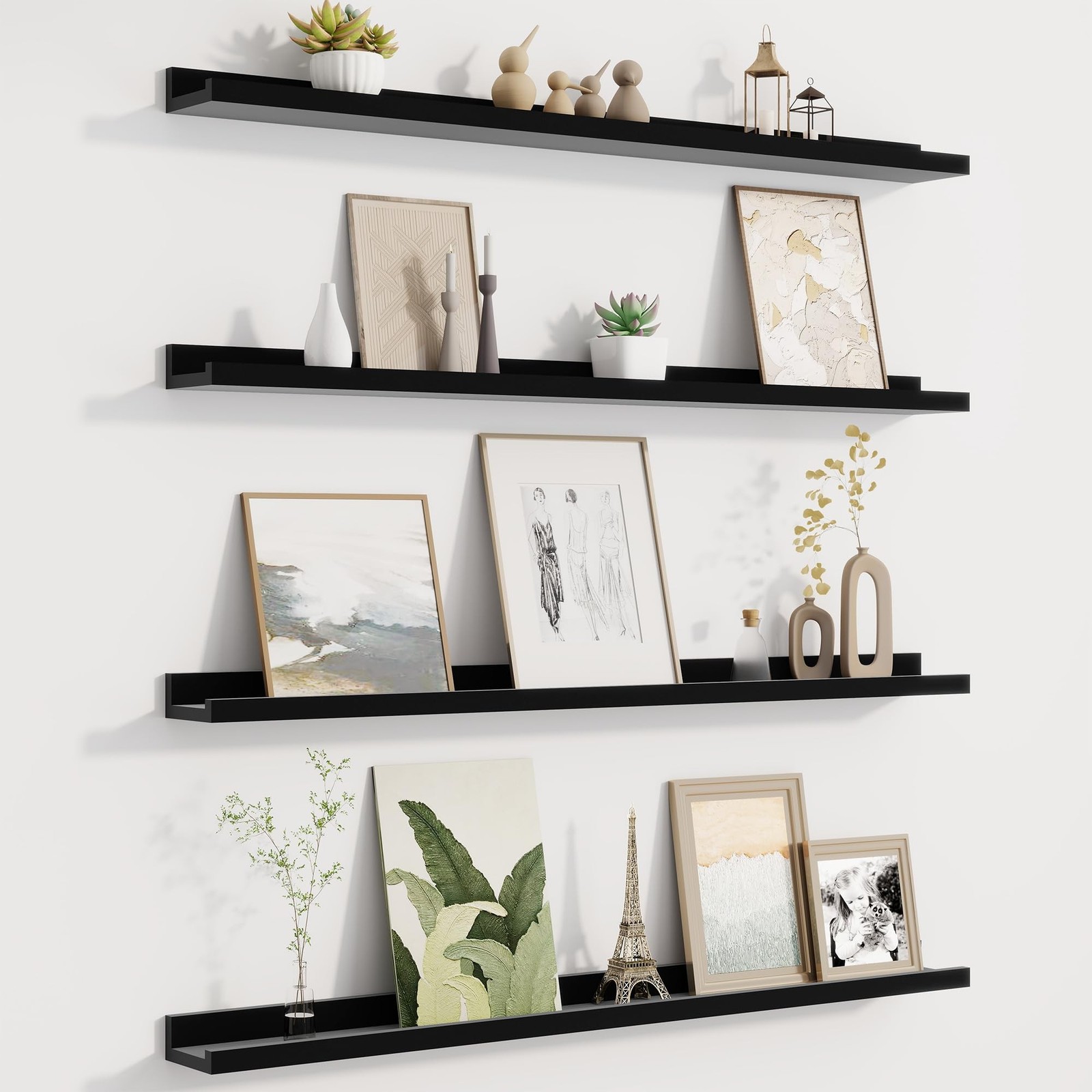 Fun Memories Picture Ledge Shelf Wall, Floating Shelves Set 4, 36 Inch Long