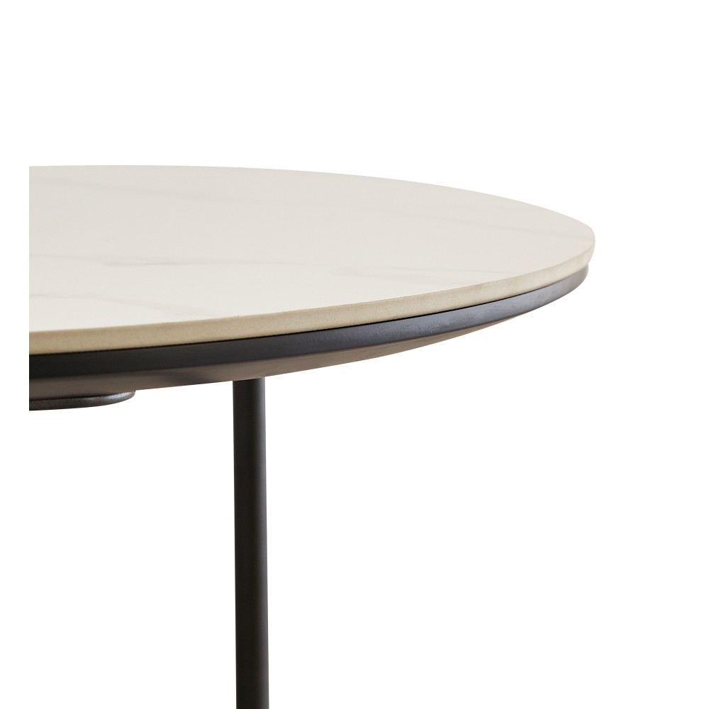 47 Inch Double Layer Coffee Table Sintered Stone Top MDF Frame Center Table
