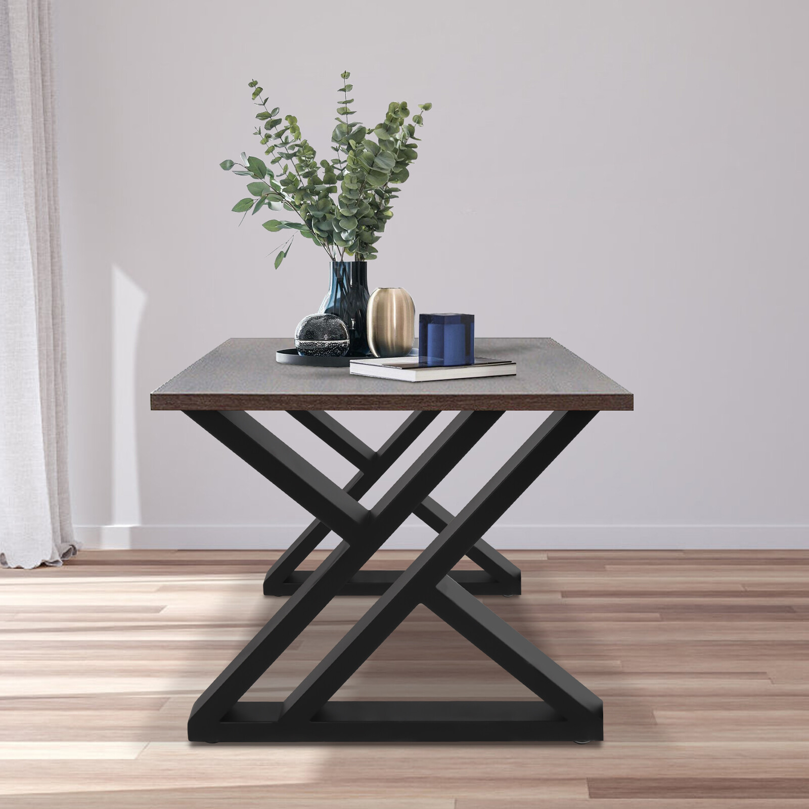 17.7in Black X-Shaped Steel Table Legs Set of 2 Heavy Duty