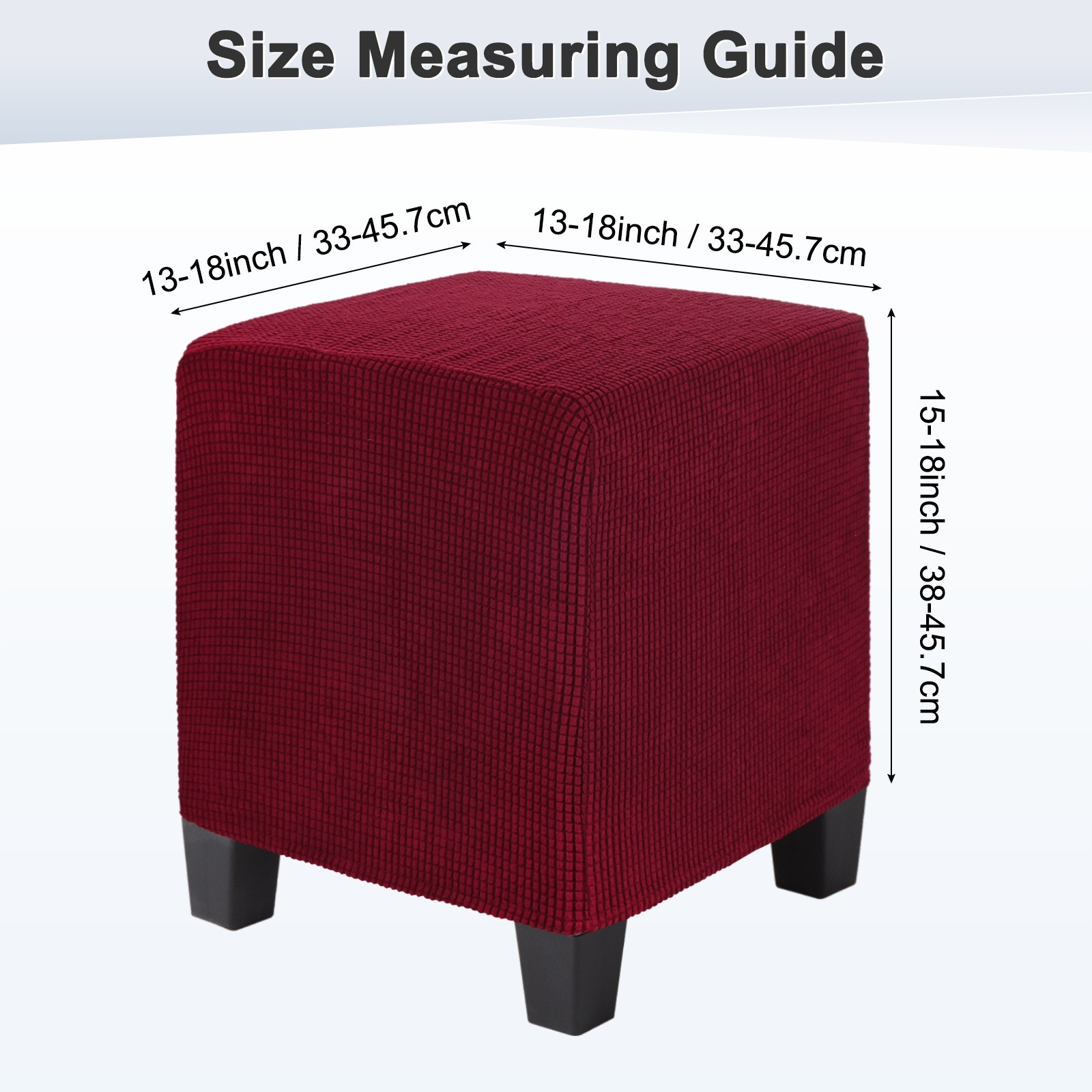 1-Pack 13″x13″x15″ Stretch Square Ottoman Slipcovers Footstool Protector Wine