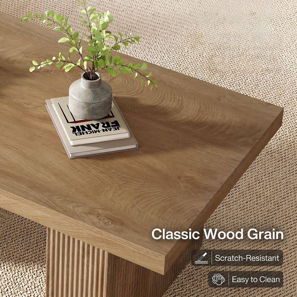 Allan 47.24 In. W X 23.62 In. D Brown Rectangle MDF Coffee Table with Thick Base