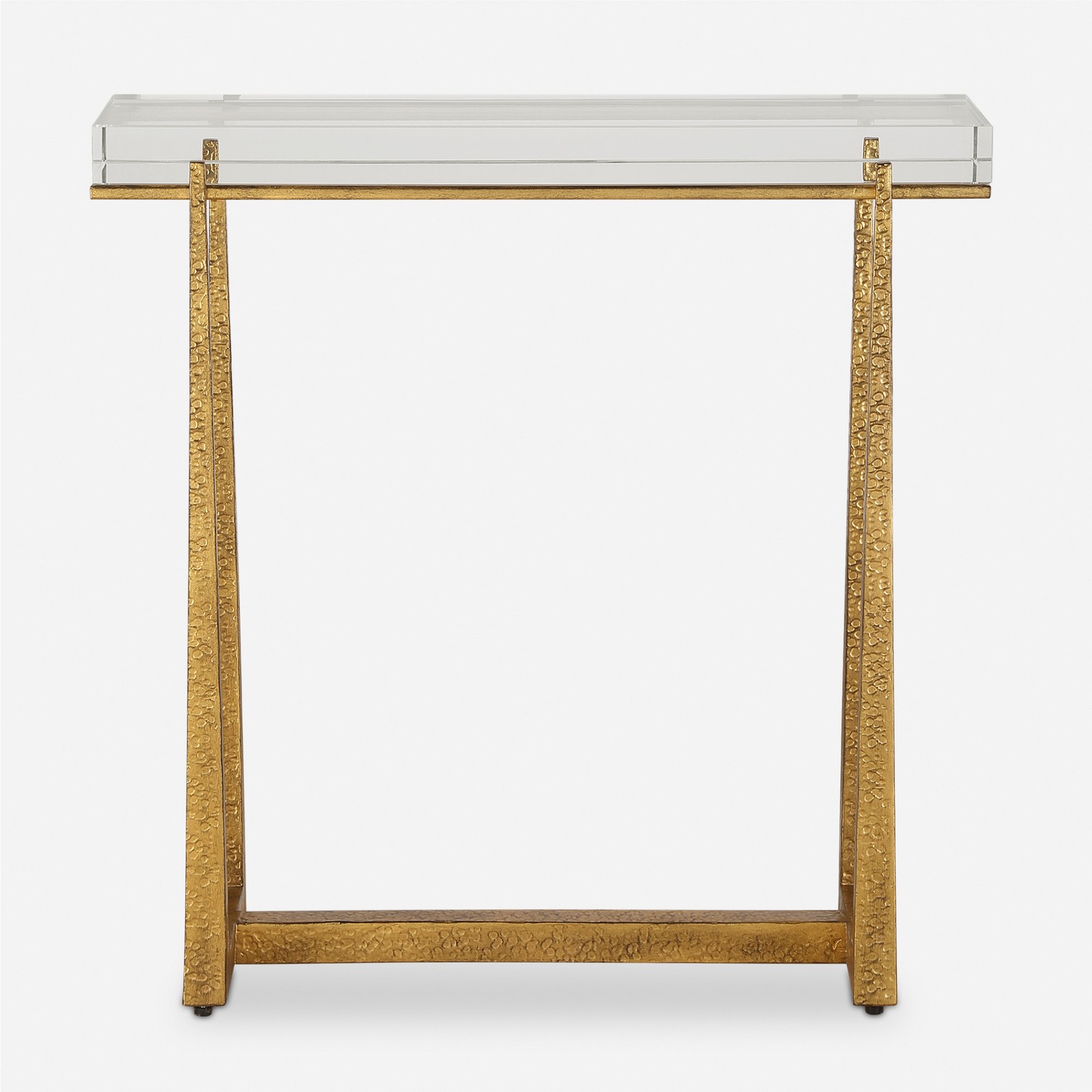 Uttermost 24839 Midas 24″W Crystal Top Metal Accent Table – Gold