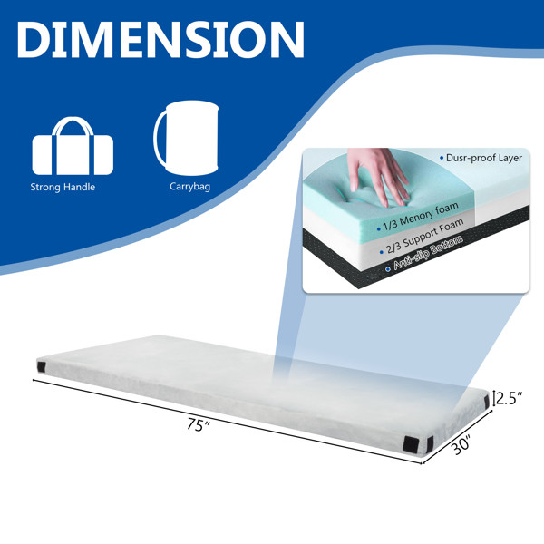 Memory Foam Mattress Portable Foldable Multifunction Camping Dorm Indoor Outdoor