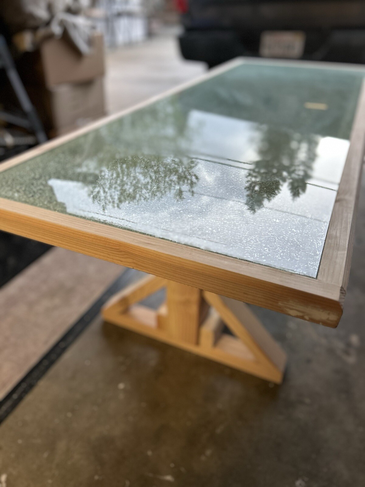 CUSTOM-crackled glass Coffee table