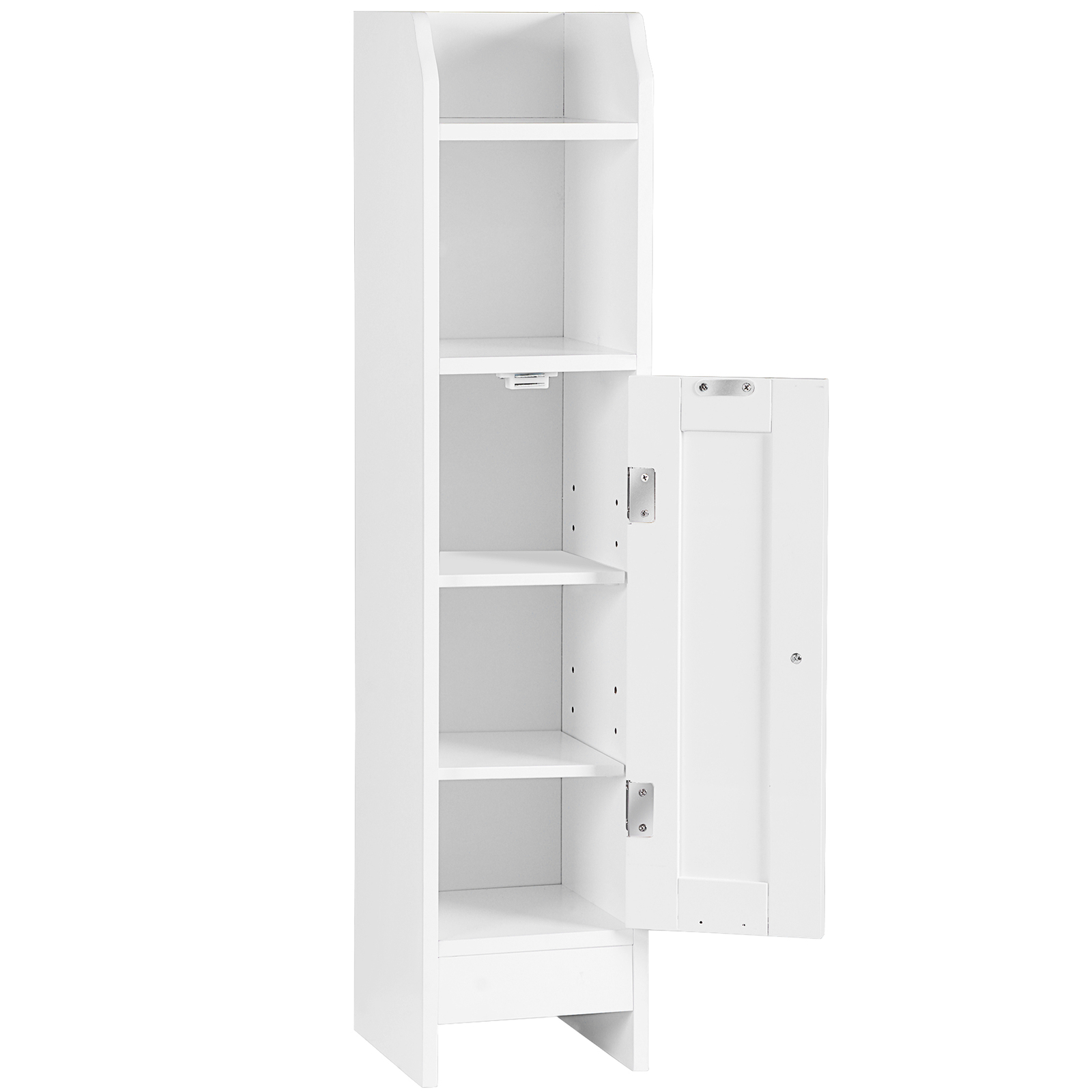Narrow Bathroom Storage Corner Floor Toilet Cabinet w/ Door & Adjustable Shelves