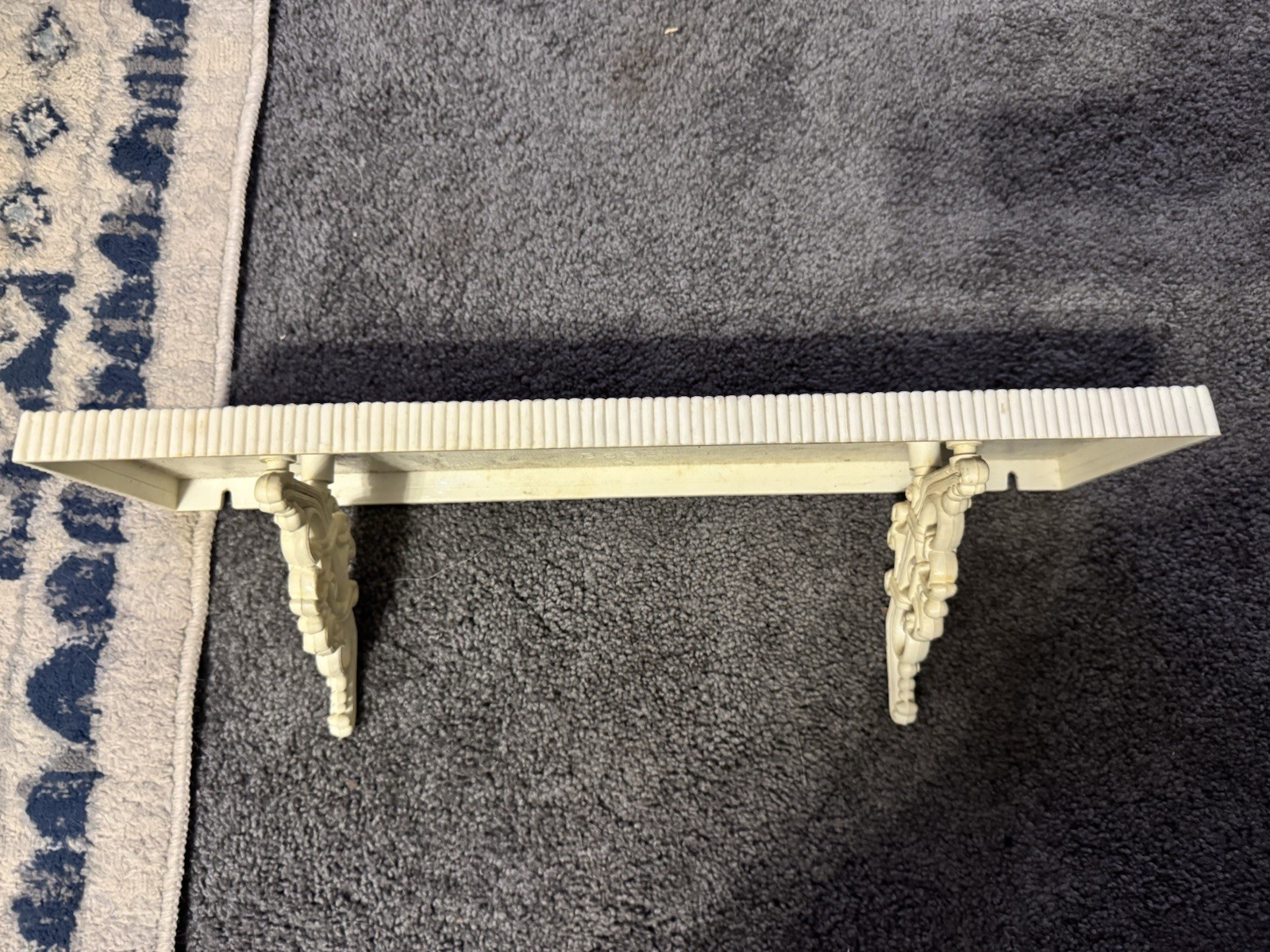 Vtg 1979 Homco White Faux Wicker Wall Shelf #3528 Rattan Boho Cottagecore 18″