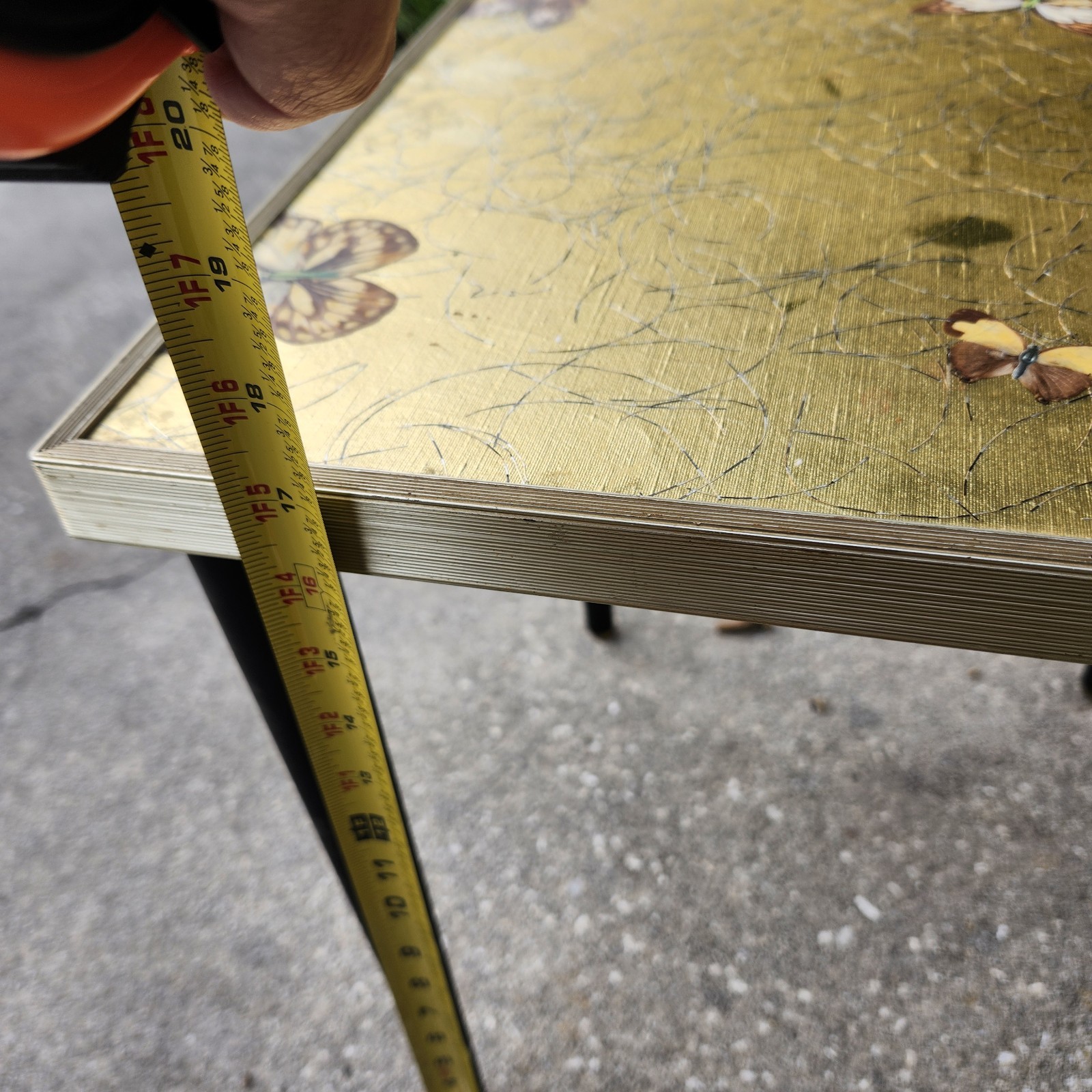Vintage Retro Artex Butterfly Gilt Gold Leaf Snack Side Table 15″ Nature BoHO