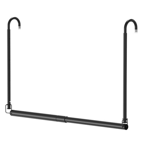 Hanging Closet Rod Adjustable Width Height Closet Rods For Hanging 1 Pack Black