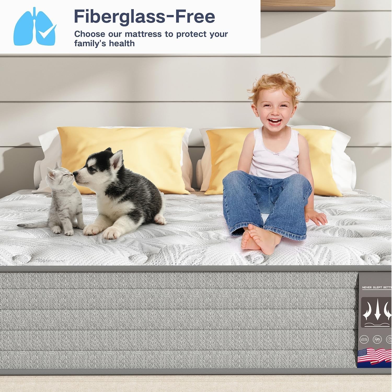 King Mattress 12″ Medium Firm Hybrid Spring Mattress in a Box Gel Memory Foam