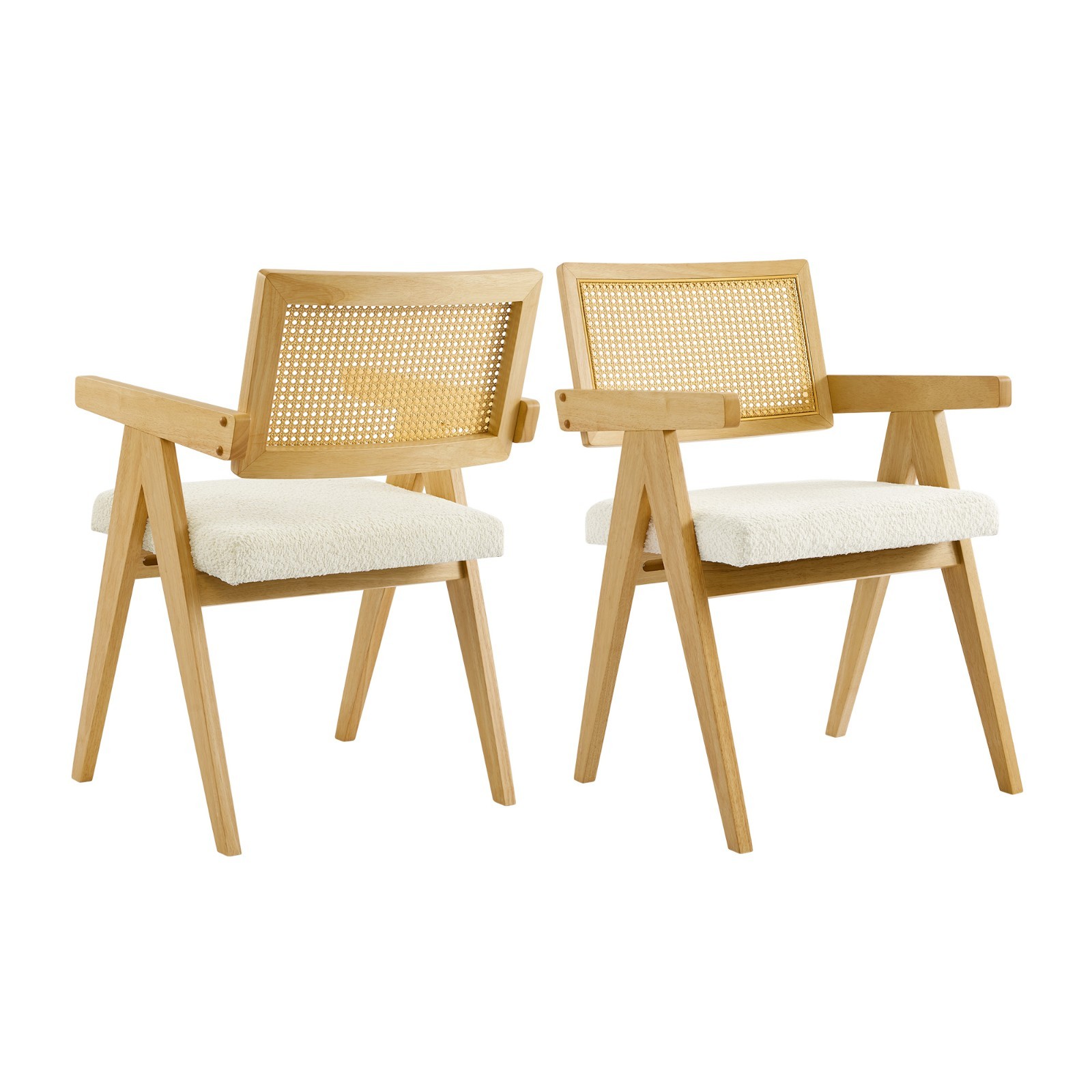 CHITA Rattan Dining Chairs Setof2,Modern Dining Chair w/Cushion,Rubberwood Frame